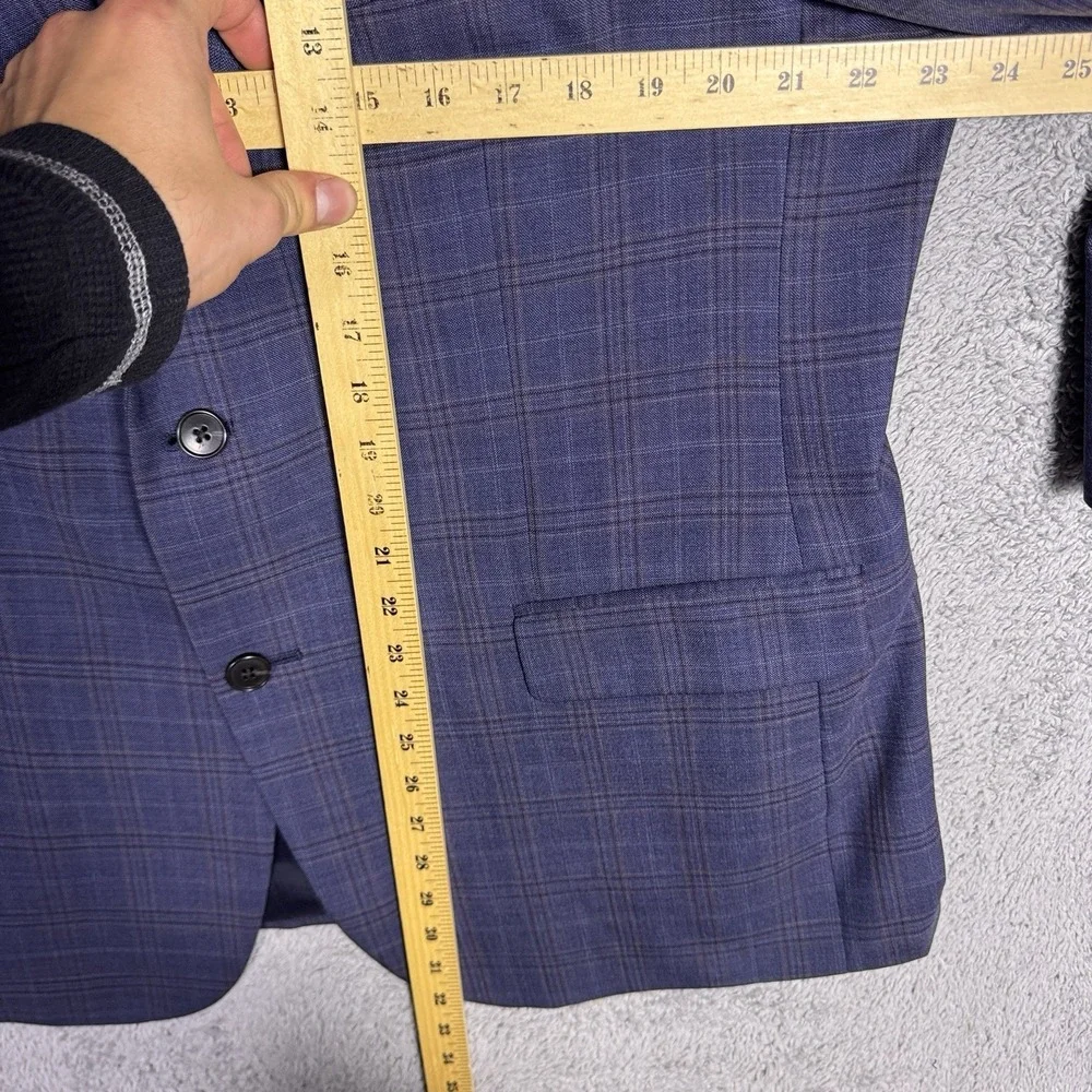 Jos A Bank Sport Coat Men 46R Windowpane Traveler Blazer Suit Jacket TailoredFit